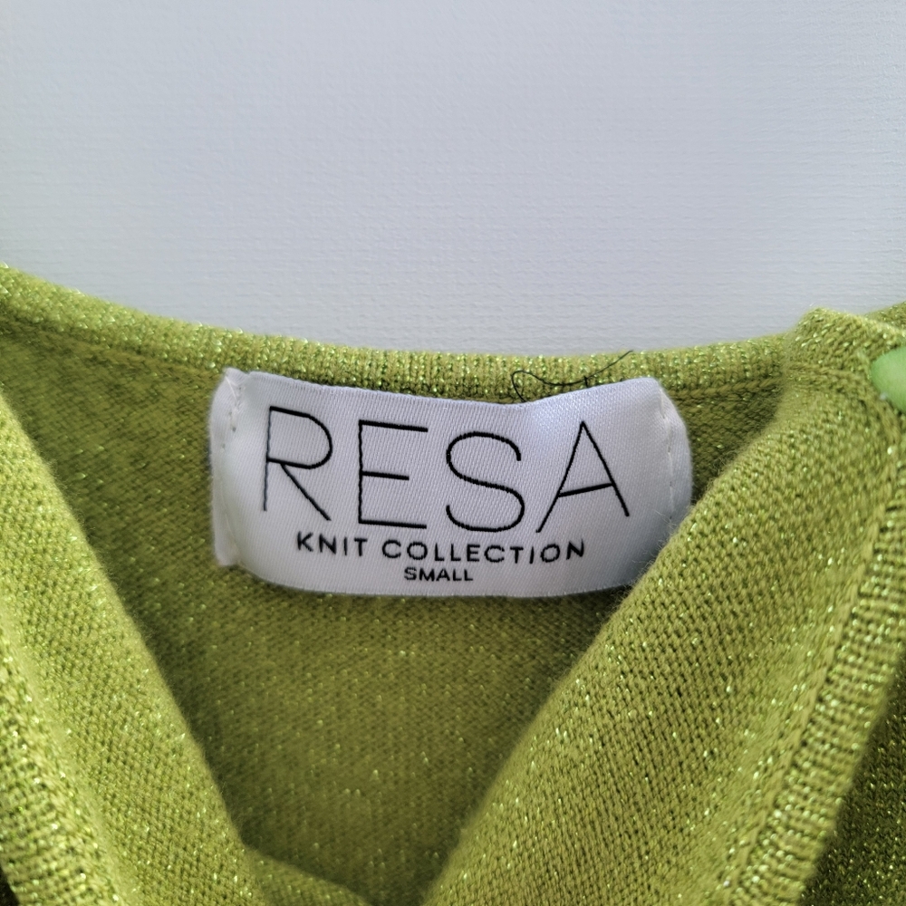Resa Knit Collection Green Sheath Midi Dress Size Small Metallic Threading Boho - Picture 7 of 16